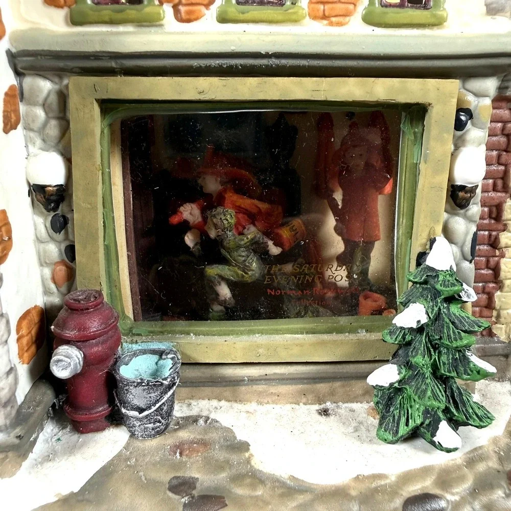 Norman Rockwell Saturday Evening Post Fire Station Village House Christmas Decor